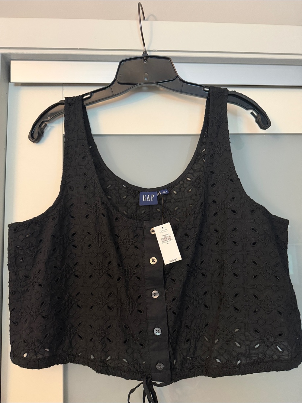 GAP Black Eyelet Button-Front Cropped Camisole